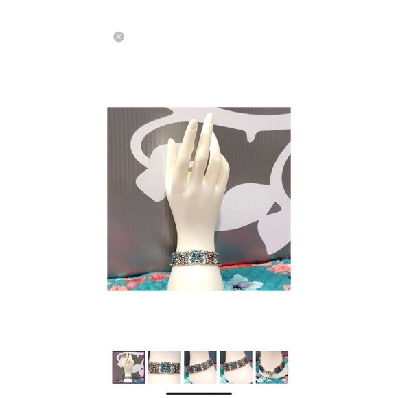 BRIGHTON BLISS BLUE FLORAL BRACELET RETIRED - Picture 1 of 5